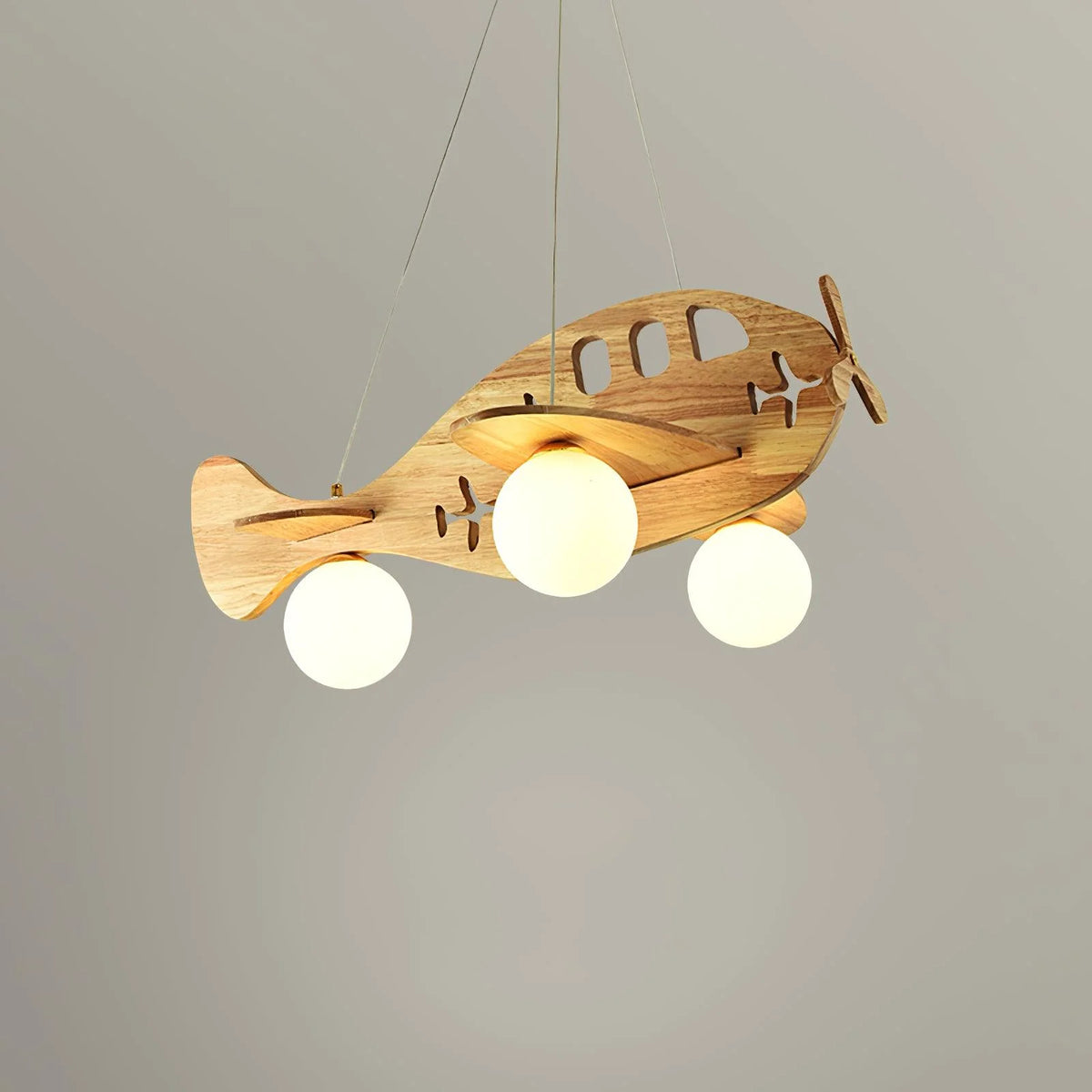 Ceiling Pendant Light | Wood & White Glass | Adjustable 59" Cable