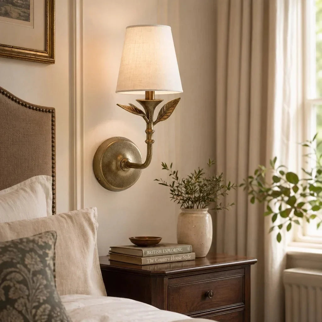Celia Rustic Botanical Wrought Iron Wall Lamp