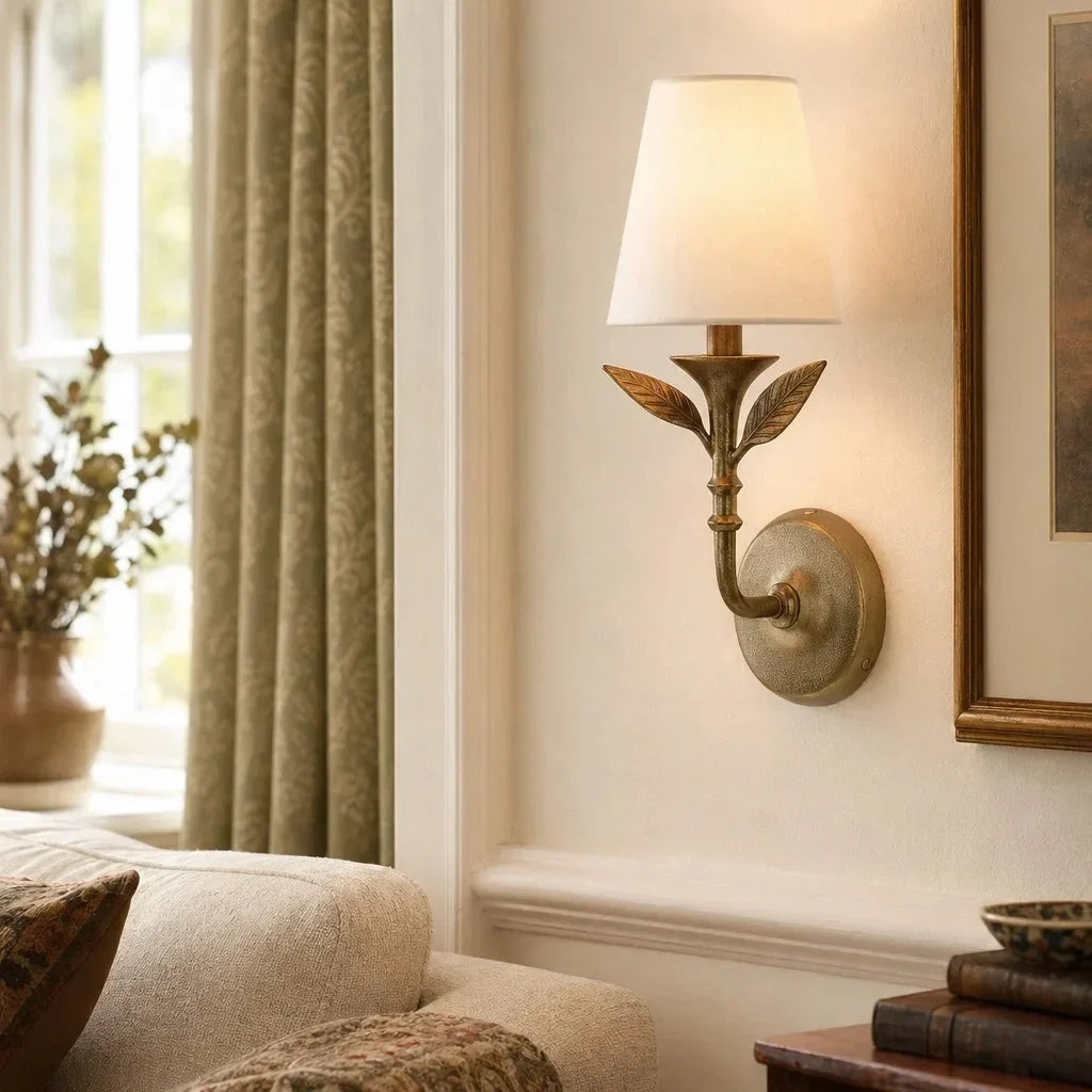 Celia Rustic Botanical Wrought Iron Wall Lamp