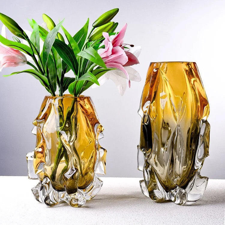 Centrepiece Vase | Handcrafted Mouth-Blown Glass & Melted-Edge