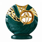 Ceramic Dove Sculpture | Gold-Accented Emerald Base
