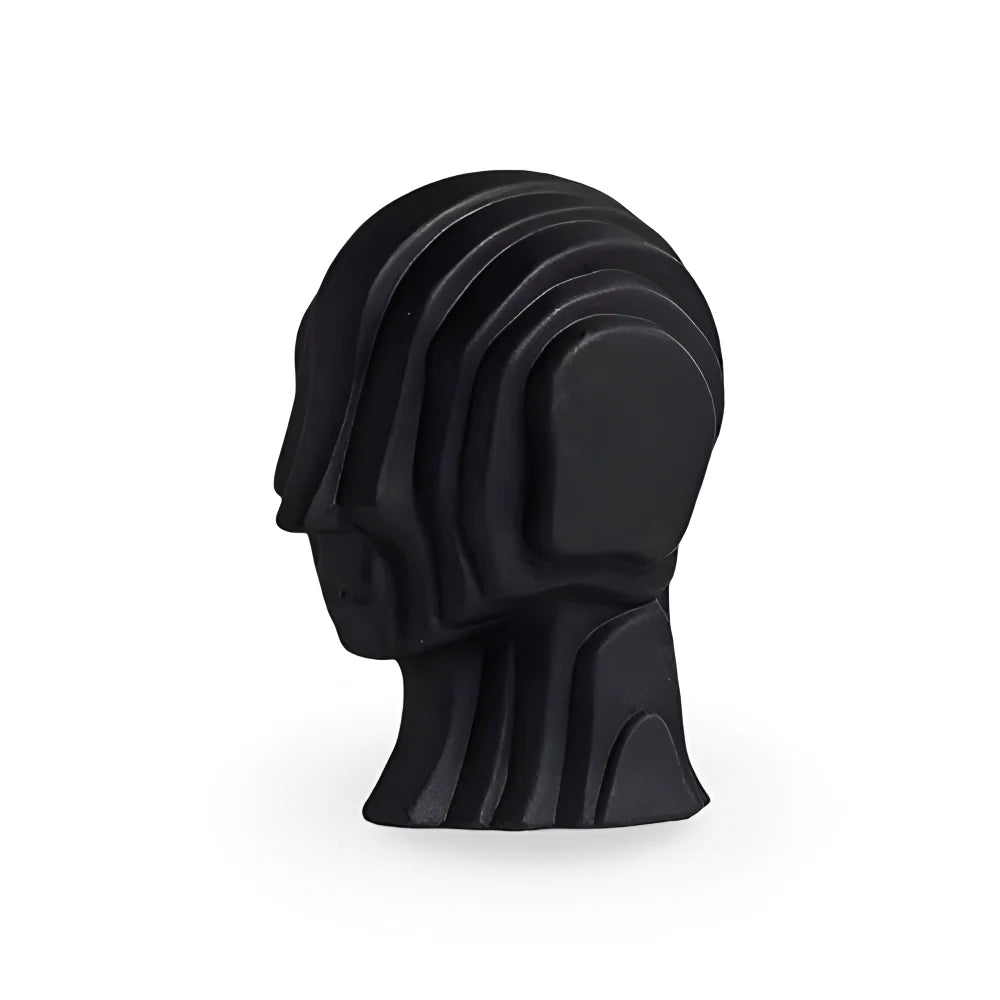 Ceramic Head Sculpture | Geometric Shape & Golden Fringe | Small & Large