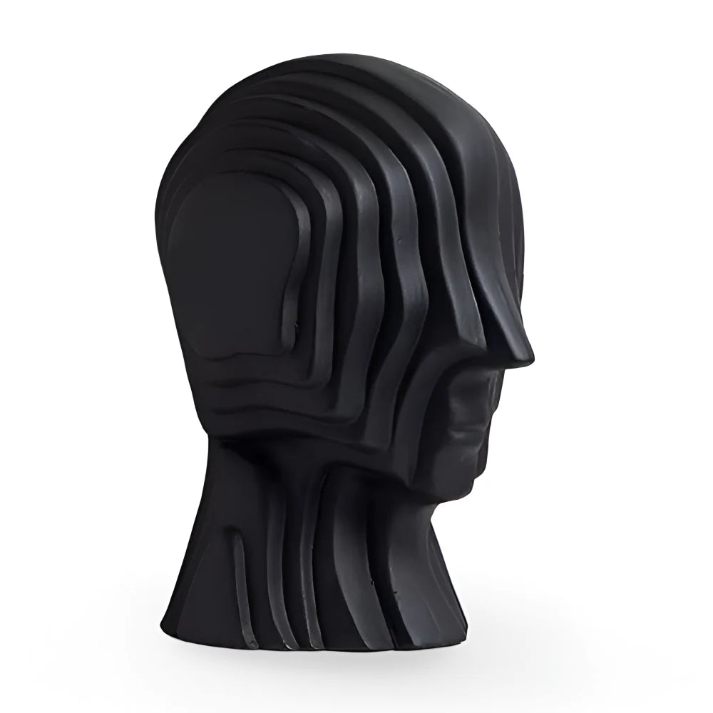 Ceramic Head Sculpture | Geometric Shape & Golden Fringe | Small & Large