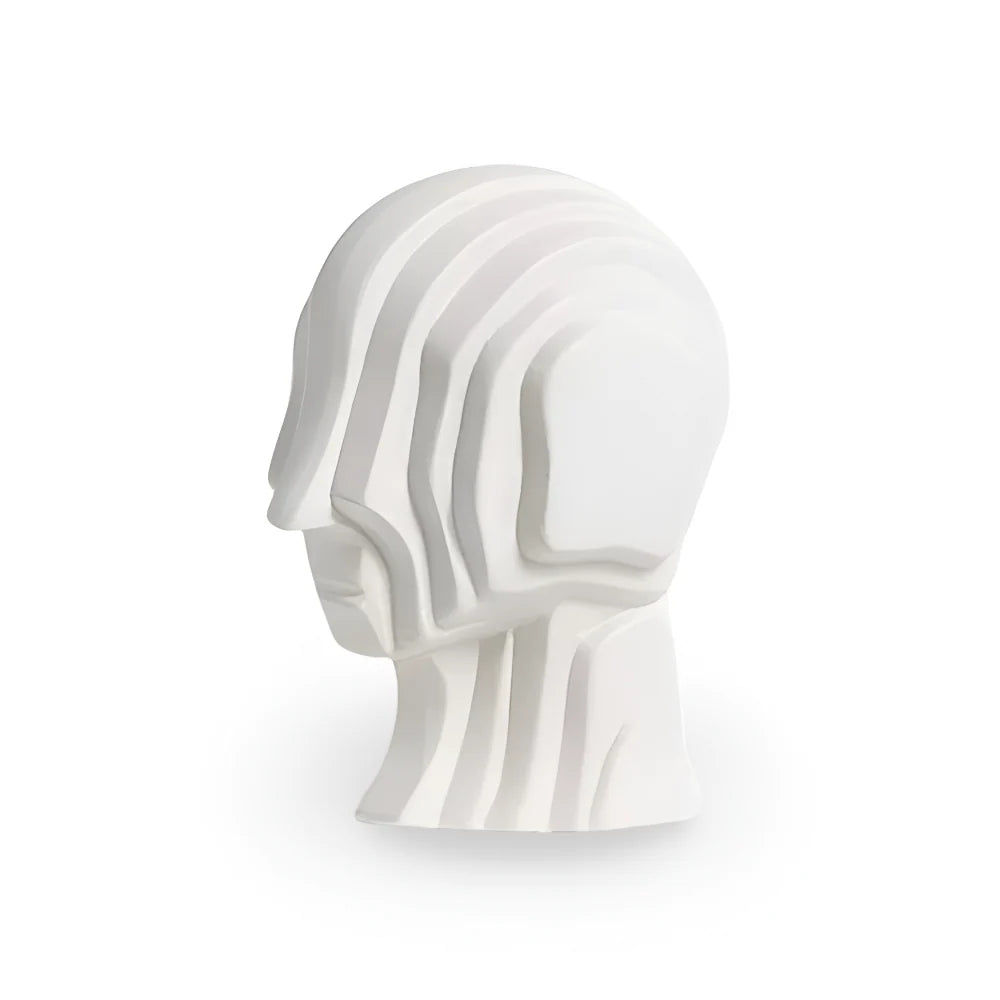 Ceramic Head Sculpture | Geometric Shape & Golden Fringe | Small & Large