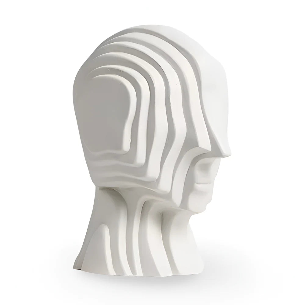 Ceramic Head Sculpture | Geometric Shape & Golden Fringe | Small & Large