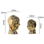 Ceramic Head Sculpture | Geometric Shape & Golden Fringe | Small & Large