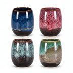 Ceramic Mug Set | Kiln-Fired Glaze & Gold Tracing | 4-Piece Set