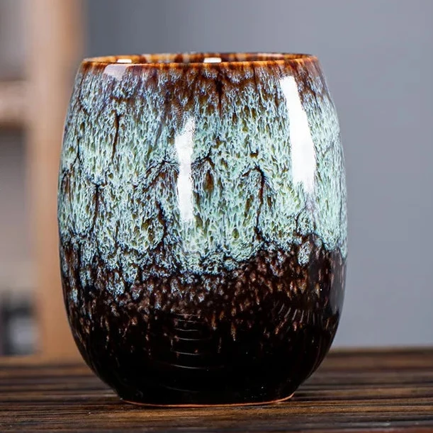 Ceramic Mug Set | Kiln-Fired Glaze & Gold Tracing | 4-Piece Set