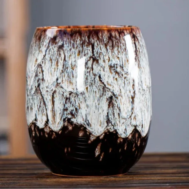 Ceramic Mug Set | Kiln-Fired Glaze & Gold Tracing | 4-Piece Set