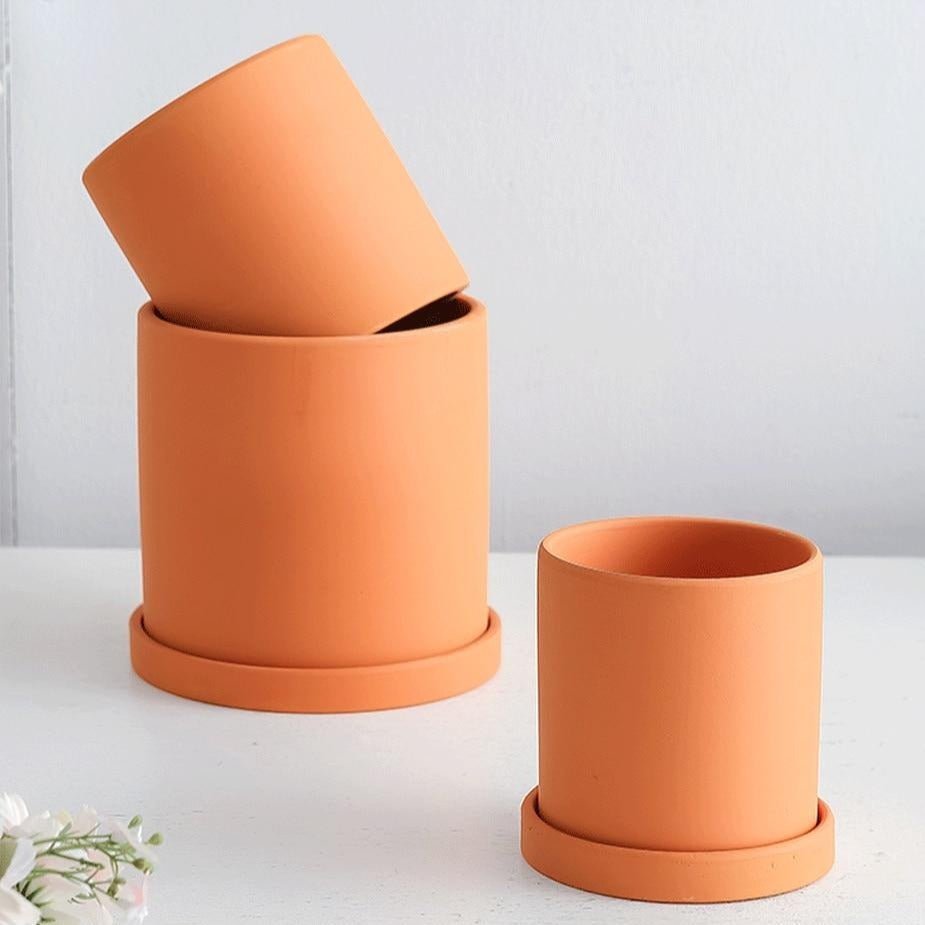 Plant Pot | Matte Glazed Ceramic | Drainage Hole & Saucer