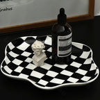Ceramic Storage Tray | Glossy Black & White Chequerboard
