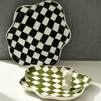 Ceramic Storage Tray | Glossy Black & White Chequerboard