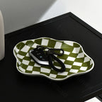 Ceramic Storage Tray | Glossy Black & White Chequerboard
