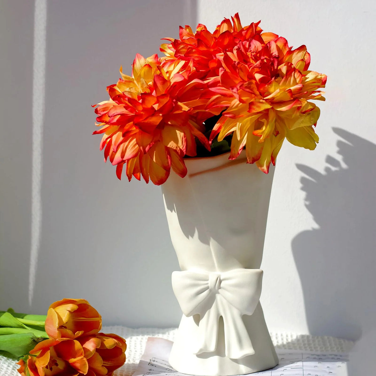 Ceramic Vase | Hand-Coiled Ribbon Silhouette & Velvet-Touch Frosted Glaze | 9.6 In Height