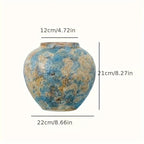 Ceramic Vase | Handmade Vintage Blue & Earthy Finish