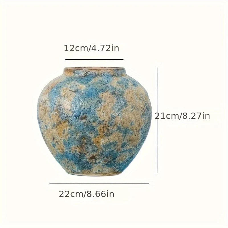 Ceramic Vase | Handmade Vintage Blue & Earthy Finish