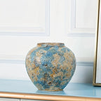 Ceramic Vase | Handmade Vintage Blue & Earthy Finish