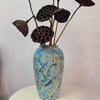 Ceramic Vase | Handmade Vintage Blue & Earthy Finish
