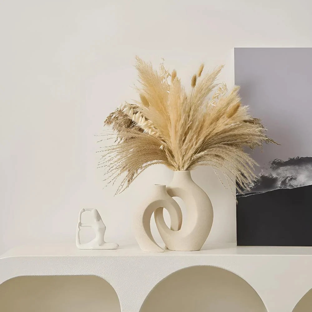 Ceramic Vase Set | Abstract Intertwined Matte Finish | Set of 2