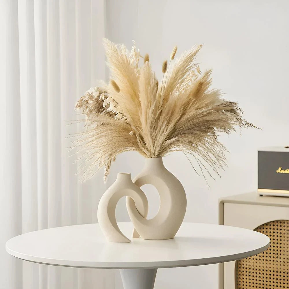 Ceramic Vase Set | Abstract Intertwined Matte Finish | Set of 2