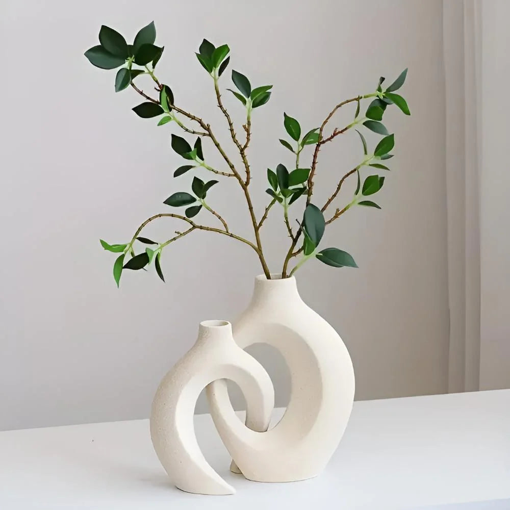 Ceramic Vase Set | Abstract Intertwined Matte Finish | Set of 2