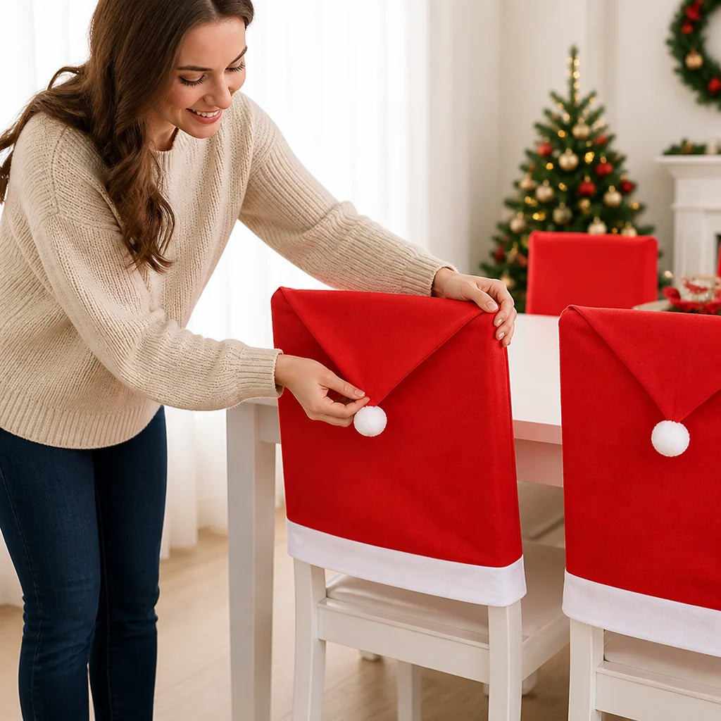 Chair Cover | Santa Hat Design & Easy Slip-On | 50 x 65 cm