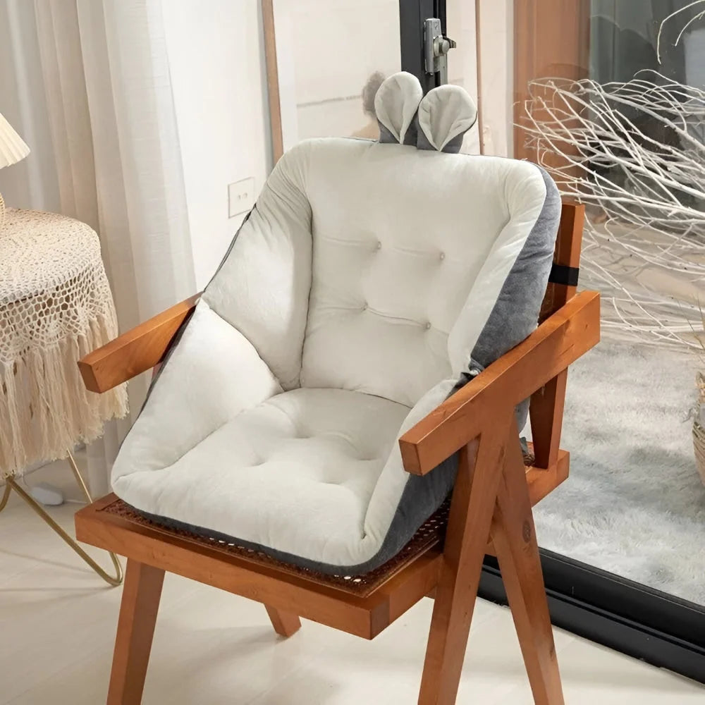 Chair Cushion | One-Piece Tufted Velvet Seat & Backrest | Bunny-Ear Accent