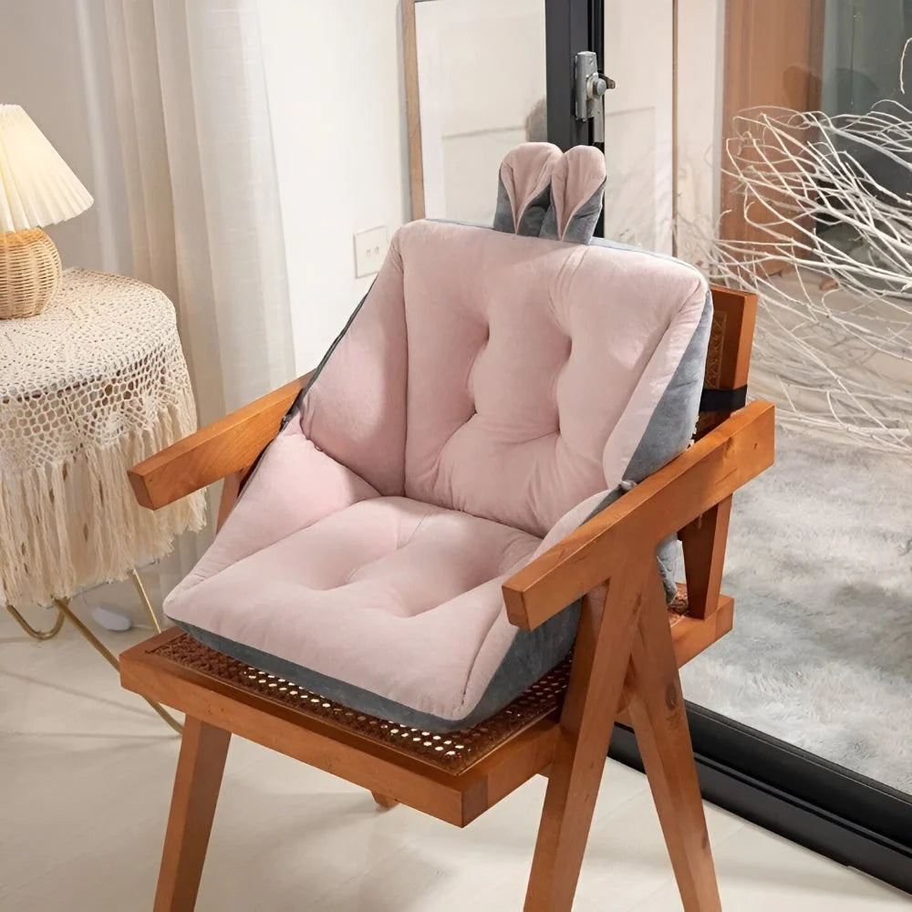 Chair Cushion | One-Piece Tufted Velvet Seat & Backrest | Bunny-Ear Accent