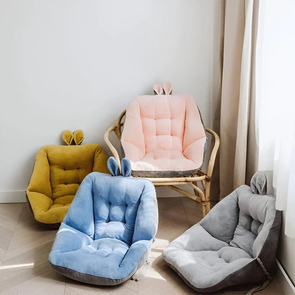 Chair Cushion | One-Piece Tufted Velvet Seat & Backrest | Bunny-Ear Accent