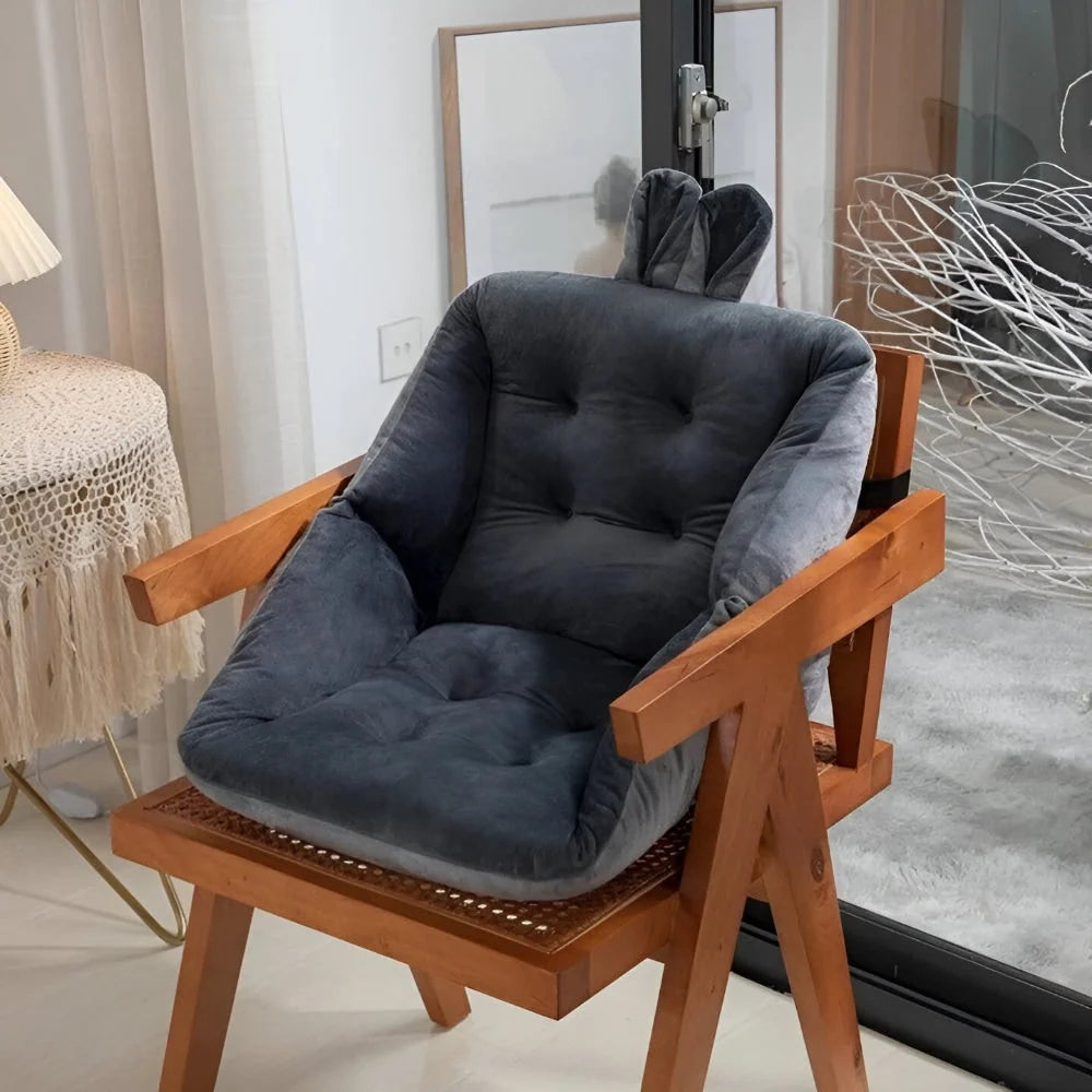 Chair Cushion | One-Piece Tufted Velvet Seat & Backrest | Bunny-Ear Accent