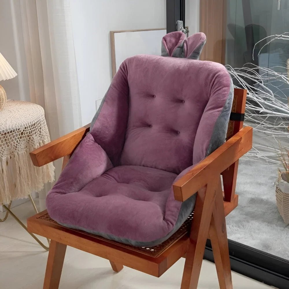 Chair Cushion | One-Piece Tufted Velvet Seat & Backrest | Bunny-Ear Accent