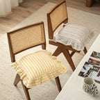 Chair Cushion | Padded Striped Ruffle Edge & Tie Straps