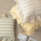 Chair Cushion | Padded Striped Ruffle Edge & Tie Straps