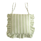 Chair Cushion | Padded Striped Ruffle Edge & Tie Straps