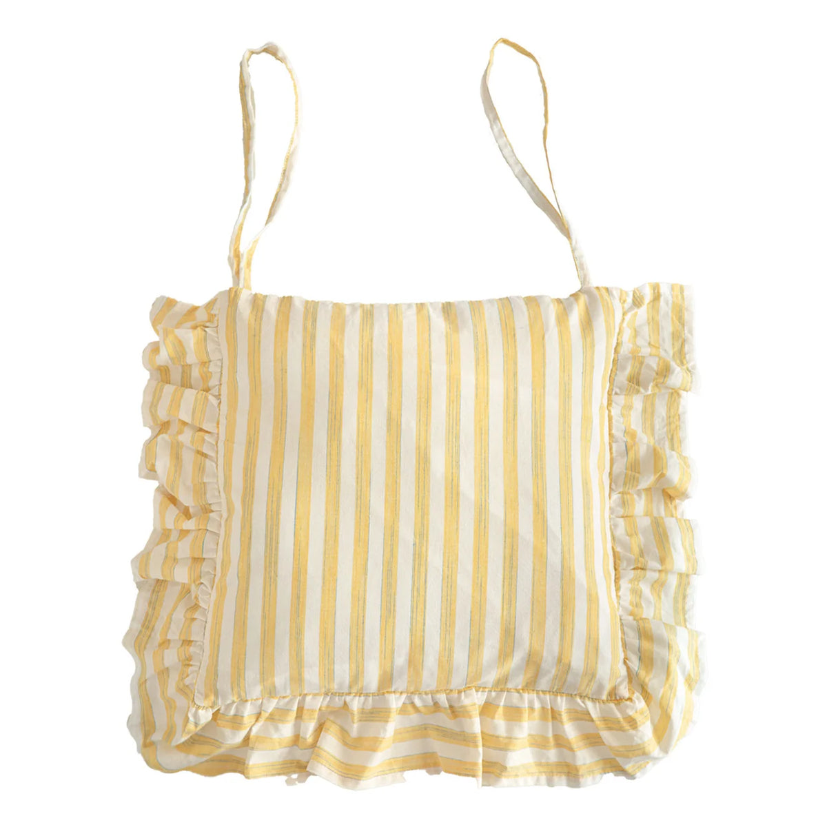 Chair Cushion | Padded Striped Ruffle Edge & Tie Straps