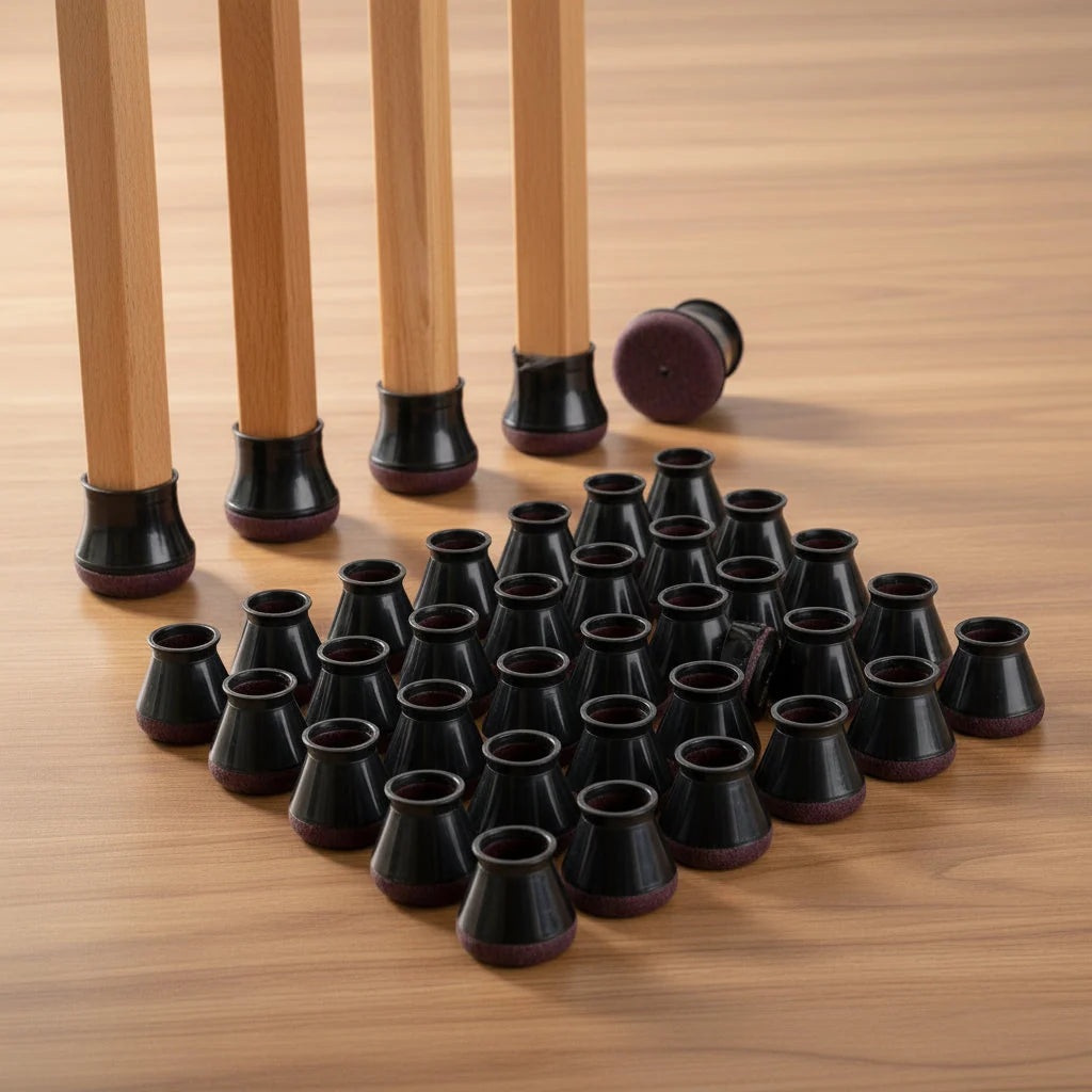 Chair Leg Floor Protectors | Stretch Silicone & Felt Base | 36-Pack