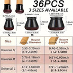 Chair Leg Floor Protectors | Stretch Silicone & Felt Base | 36-Pack