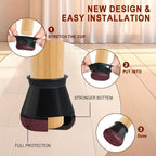 Chair Leg Floor Protectors | Stretch Silicone & Felt Base | 36-Pack