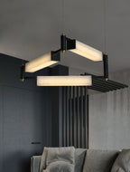 Chandelier | Brass Body & Alabaster Shade & Integrated LED | 78 cm