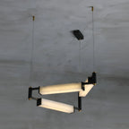 Chandelier | Brass Body & Alabaster Shade & Integrated LED | 78 cm