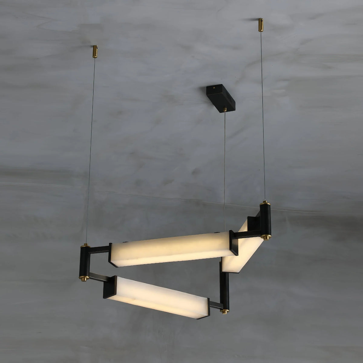 Chandelier | Brass Body & Alabaster Shade & Integrated LED | 78 cm