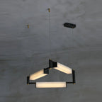 Chandelier | Brass Body & Alabaster Shade & Integrated LED | 78 cm