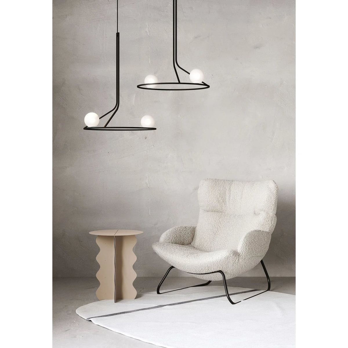 Chandelier | Brass Body & Glass Shades | Dual-Head 55 cm Diameter