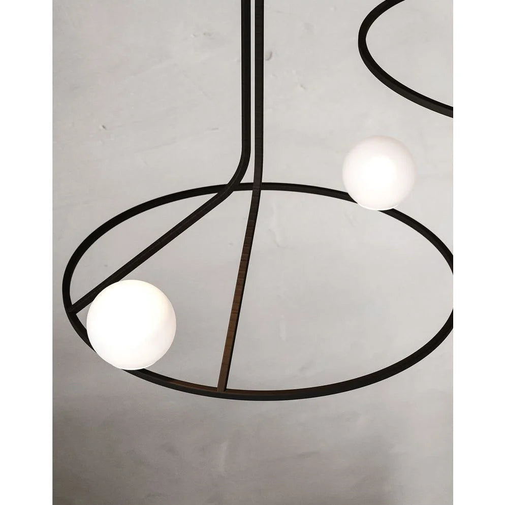 Chandelier | Brass Body & Glass Shades | Dual-Head 55 cm Diameter