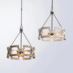 Chandelier | Rustic Aged Wood & Iron Accents | 3-Bulb