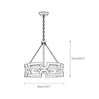 Chandelier | Rustic Aged Wood & Iron Accents | 3-Bulb
