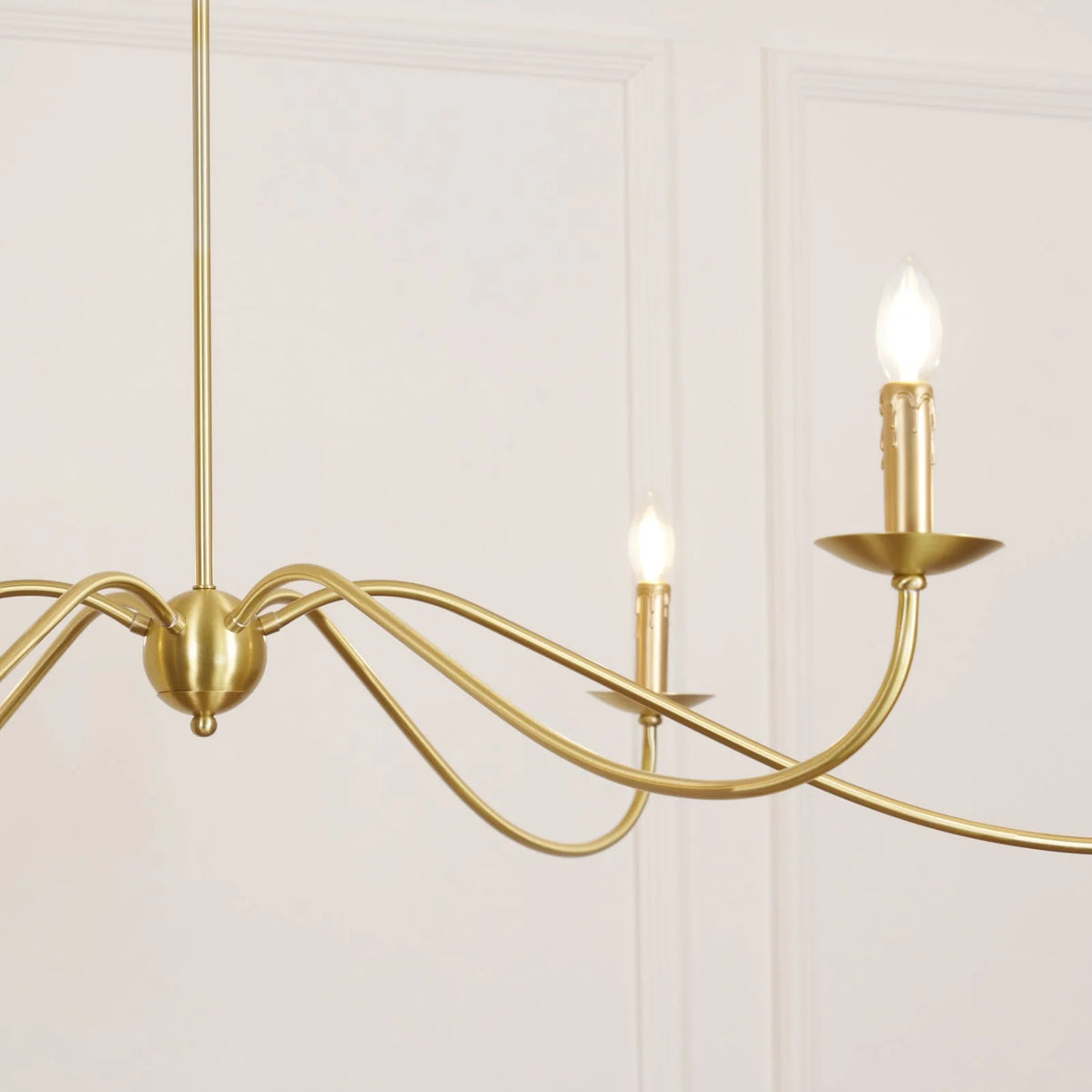 Chandelier | Candle-Style Iron Arms & Brass Body | 6 Lights