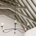 Chandelier | Candle-Style Iron Arms & Brass Body | 6 Lights