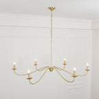 Chandelier | Candle-Style Iron Arms & Brass Body | 6 Lights