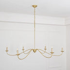 Chandelier | Candle-Style Iron Arms & Brass Body | 6 Lights